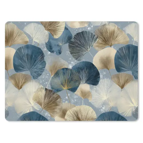 Bladeren - Abstract - Goud - Blauw muismat rubber klein -3d