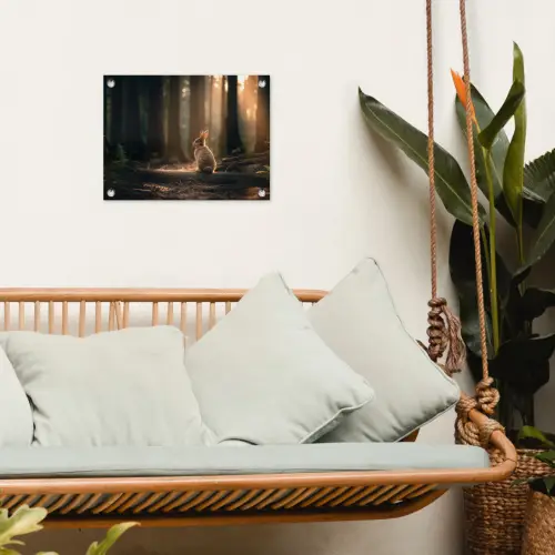 Konijn - Bos - Zonnestralen tuinposter los doek klein -sfeer7