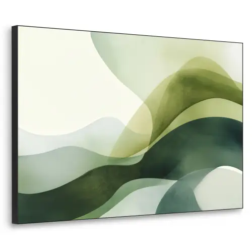 Golven - Abstract - Lichtgroen - Sierlijk Textielframe zwart klein -3d