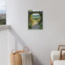 Doorkijk - Landschap - Natuur - Tuinboog - Bloemen tuinposter los doek klein -sfeer8