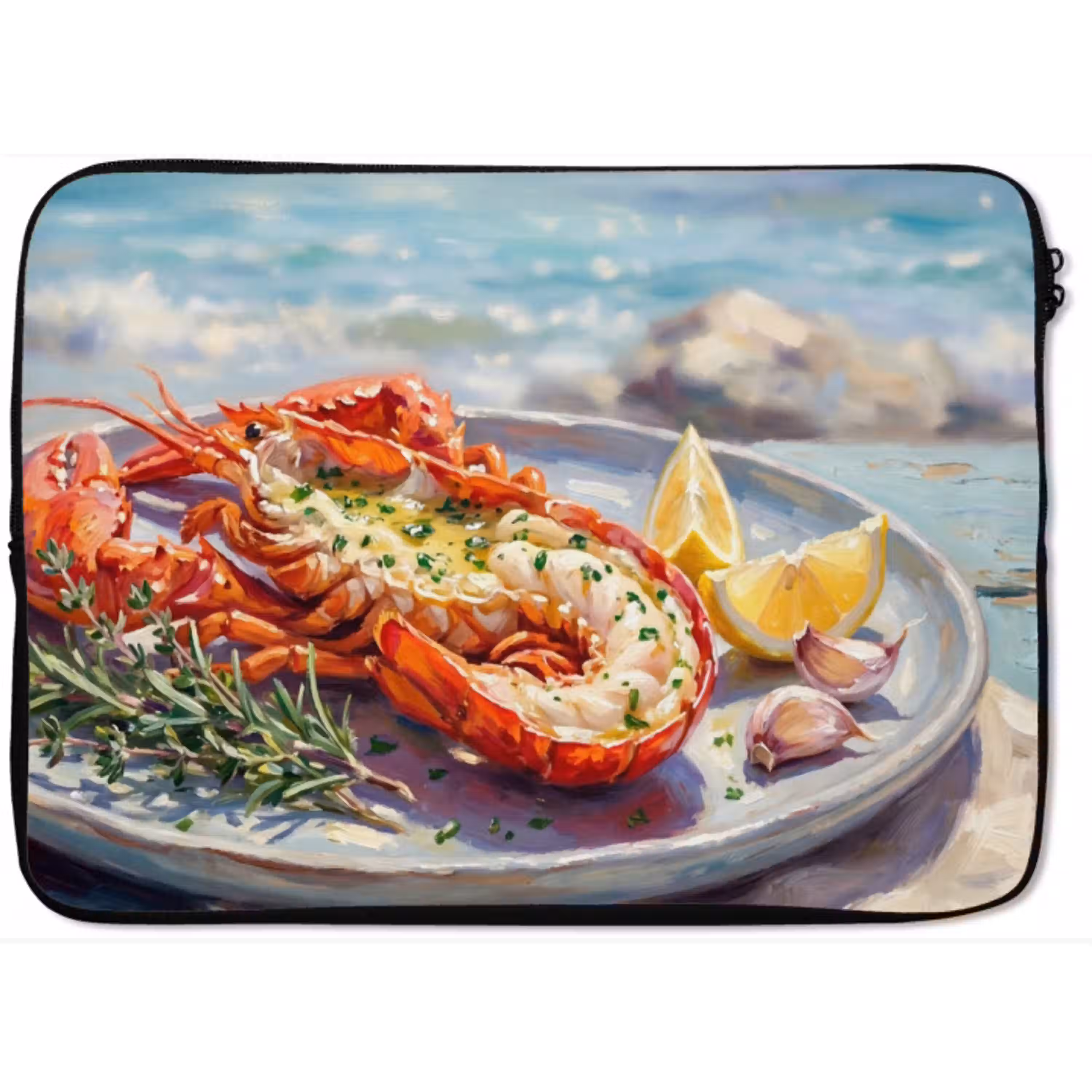 Eten - Zee - Kust - Modern - Blauw laptophoes neopreen klein -zkaufland3dotto