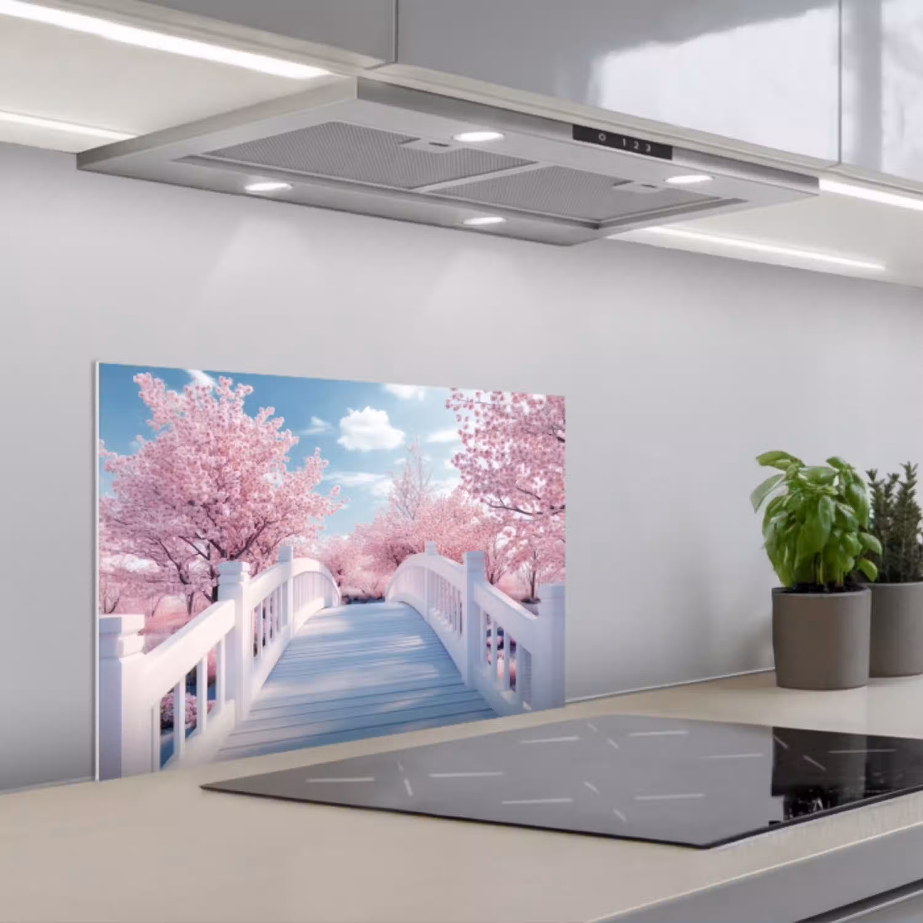 Brug - Kersenbomen - Wit keuken achterwand spatscherm klein -3d_schuin