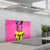 Konijn - Felroze - Sjaal - Abstract keuken achterwand spatscherm klein -3d_schuin
