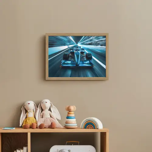 Race - Auto - Formule 1 - Jongens - Blauw Light Box met batterij (Wandlamp kind) middel -sfeer2_kind