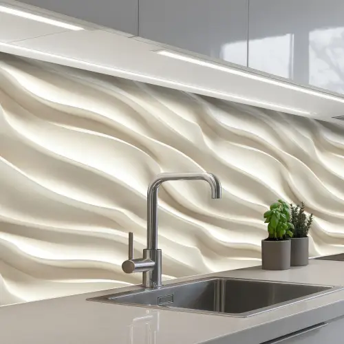 Diagonaal - Golven - Crème keuken achterwand 2 middel 871 -3d_schuin