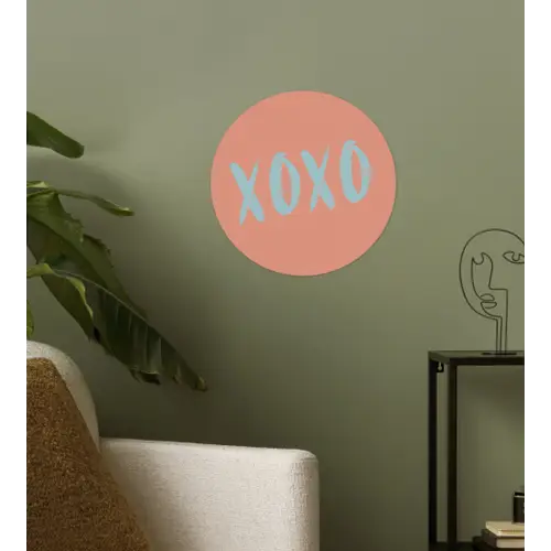 XOXO - Blauw - Perzikkleur Wandcirkel behangsticker klein -sfeer2