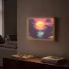 Zon - Geel - Palmbomen - Tropisch Light Box met batterij (Wandlamp) middel -sfeer1