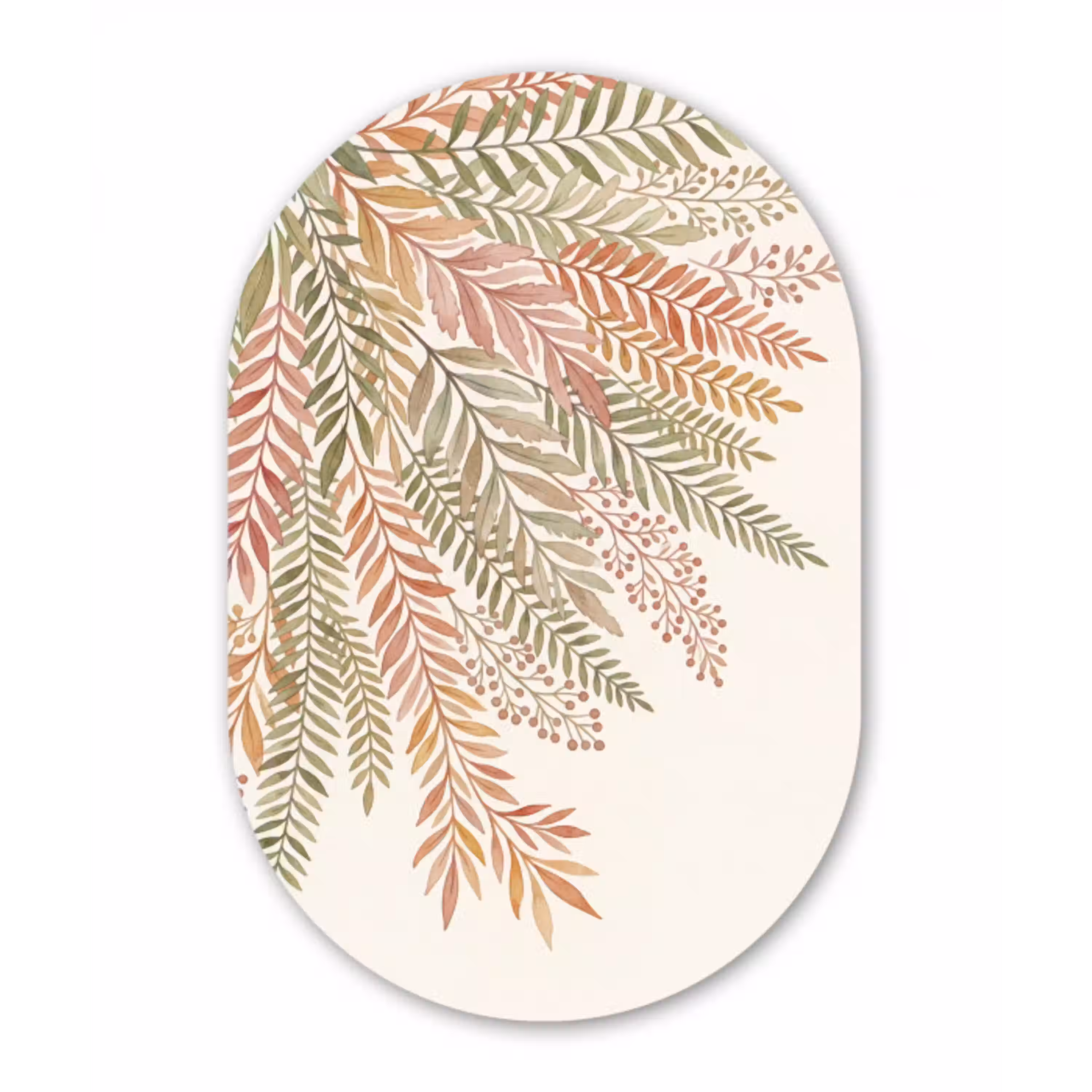 Botanisch - Aquarel - Kleurrijk Wandcirkel Ovaal Aluminium middel -3d