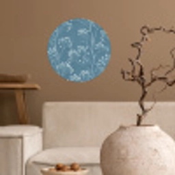 Takken - Bessen - Patroon - Lichtblauw Wandcirkel behangsticker klein 186 -sfeer1