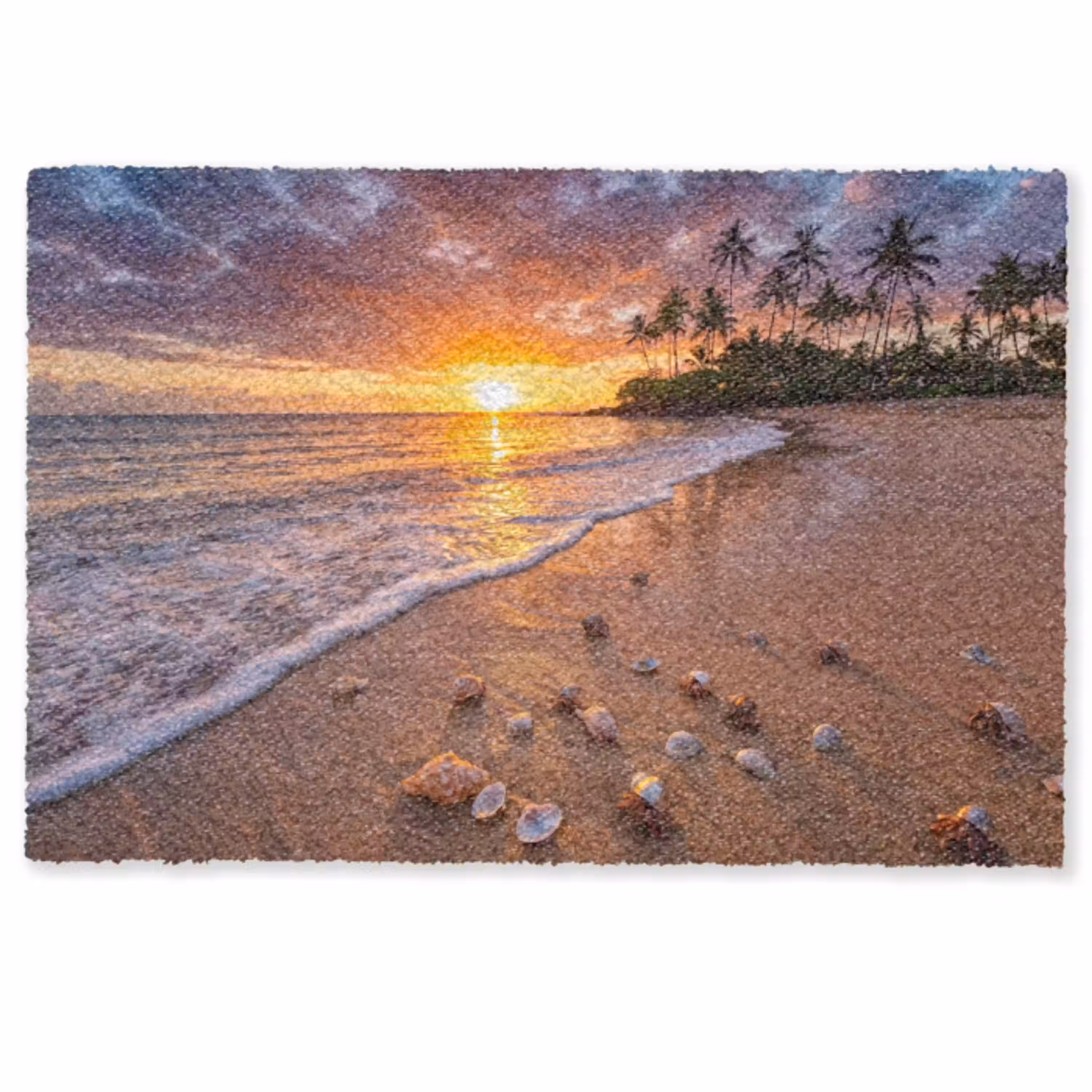 Strand - Zonsondergang - Palmbomen - Natuur - Oranje Deurmat klein -zkaufland3d