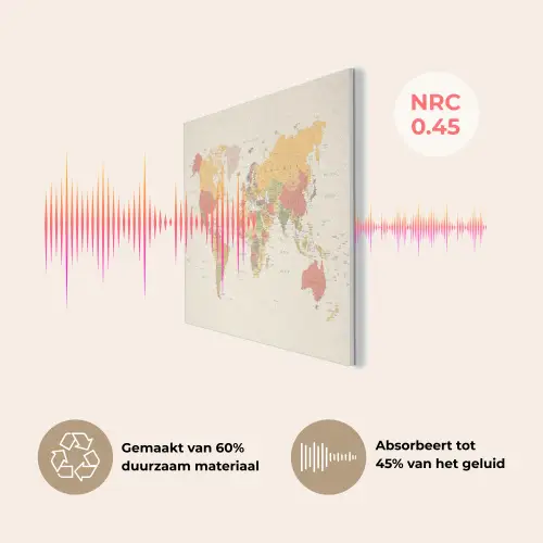 Wereldkaart - Realistisch - Beige PET vilt klein -USP_NL