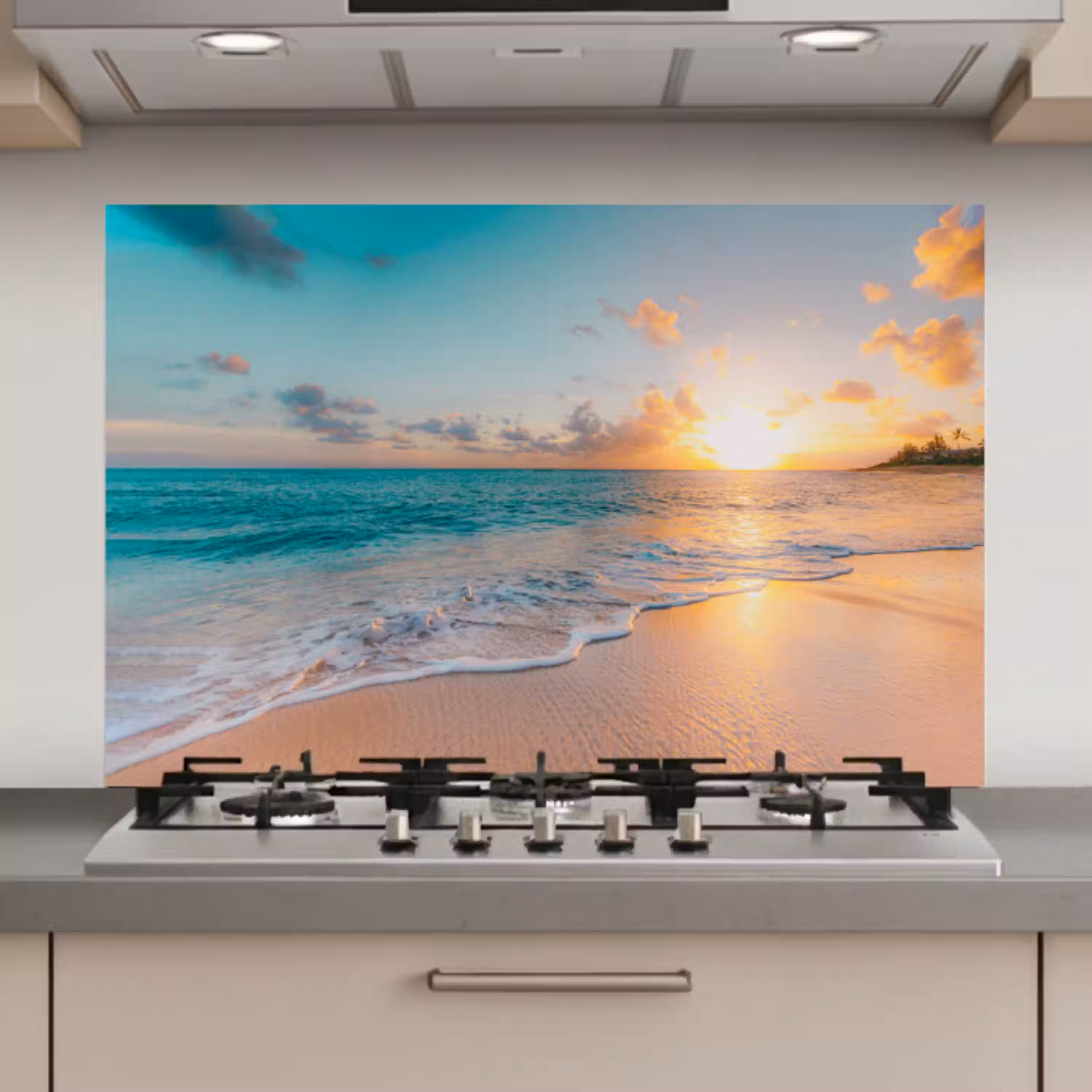 Zonsondergang - Strand - Zee - Zomer - Blauw keuken achterwand spatscherm klein -3d_website