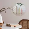Surfboard - Palmbomen - Kleurrijk Akoestische PET Vilt - Rond klein -sfeer3