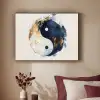 Yin Yang - Abstract - Zwart - Wit - Goud Textielframe zwart klein -sfeer1