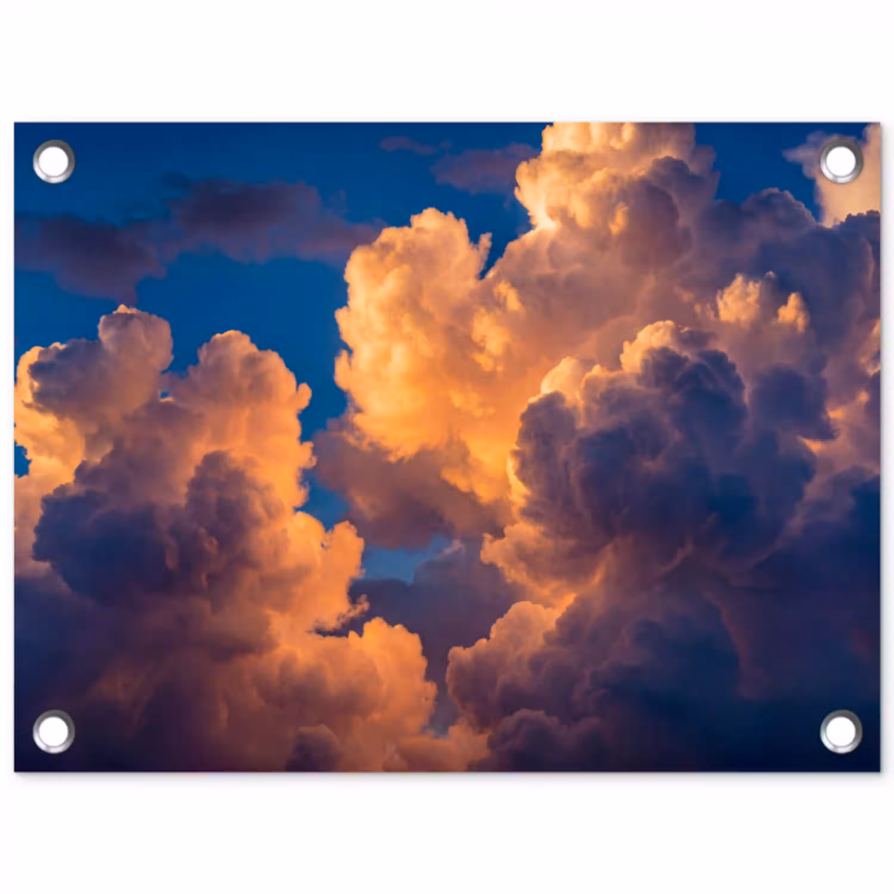 Wolken - Zonsondergang - Natuur - Oranje - Blauw tuinposter los doek klein -3d