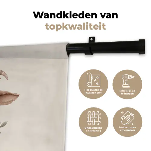 Geit - Dier - Bohemian - Bloemen - Boho Wandkleed katoen klein -sfeer2