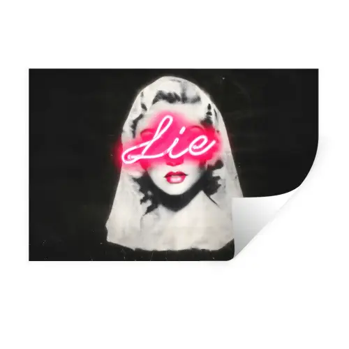 Neon - Letters - Vintage - Vrouw Muursticker klein -3d