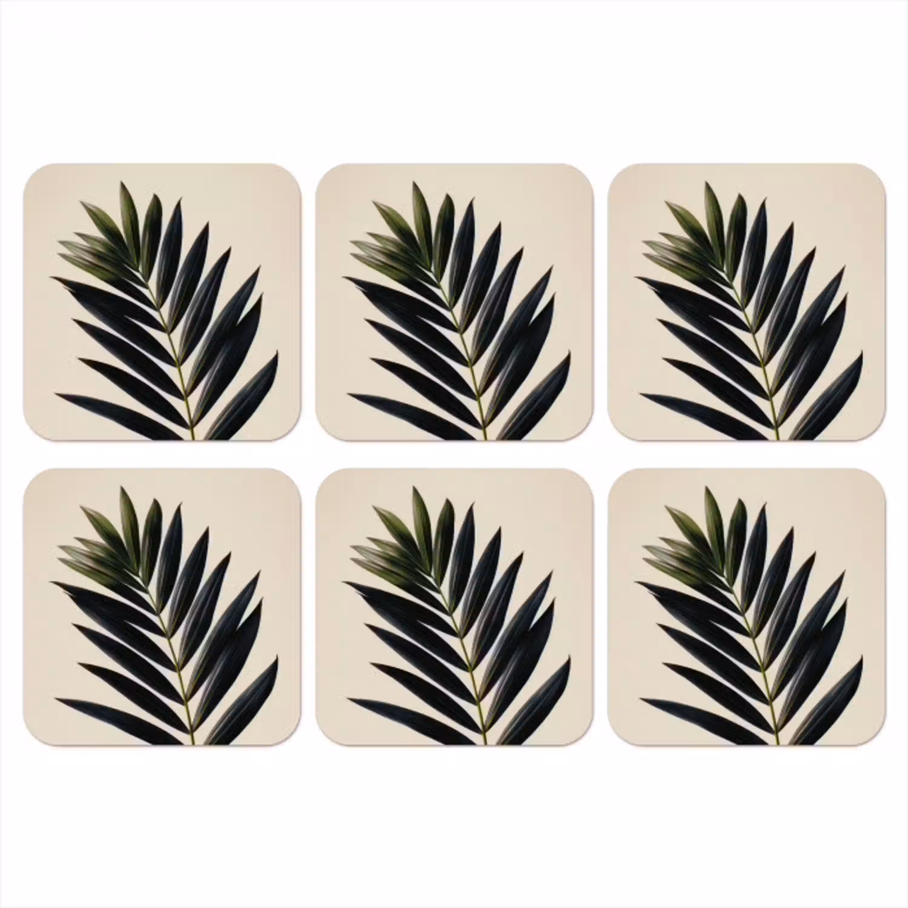 Palmblad - Donkere bladen - Subtiel onderzetter kurk middel -3d