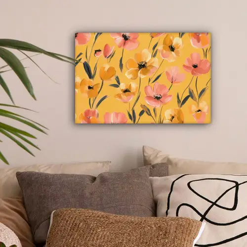 Bloemen - Geschilderd - Geel canvas 2cm klein -sfeer1