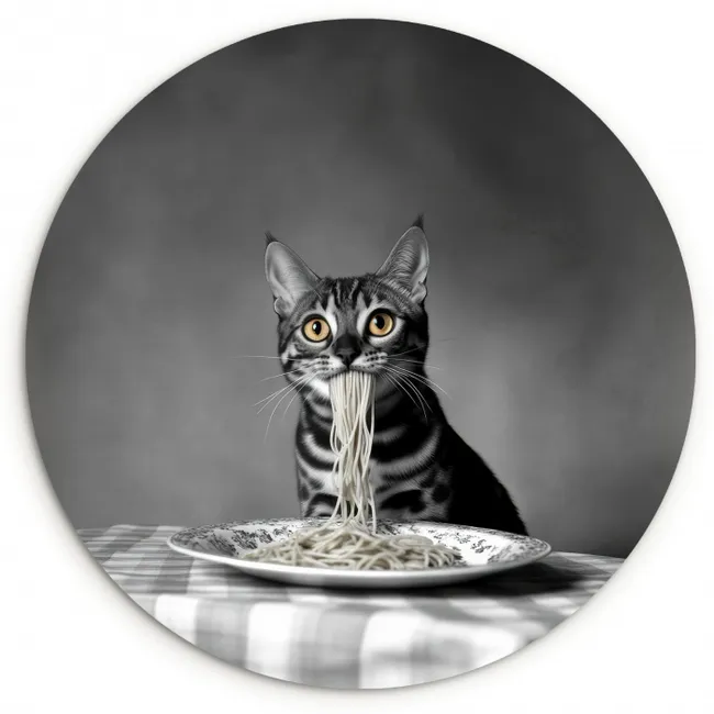 Bengaal - Kat - Tafelkleed - Zwart - Wit - Dier KitchenYeah - Keuken - Wandcirkel Forex klein -3d