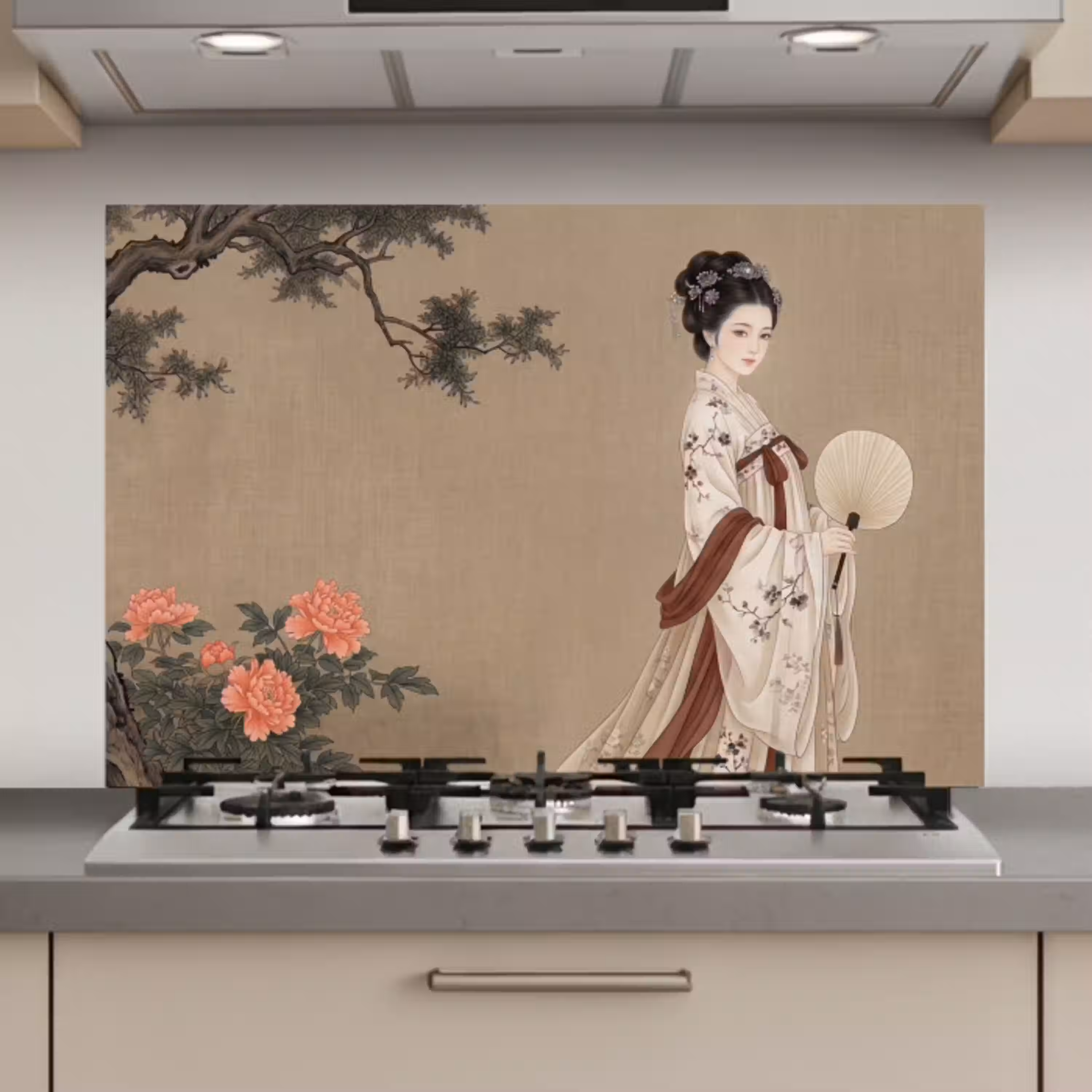 Vrouw - Azië - Kunst - Beige keuken achterwand spatscherm klein -3d_website