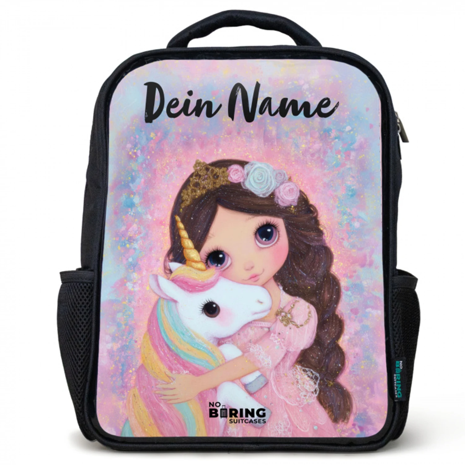 Meisje - Eenhoorn - Glitter Rugzak - Zwart middel -3d