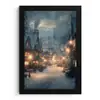 Winterdorp - Sneeuw - Donker fotolijst zwart zonder passe partout klein -3d