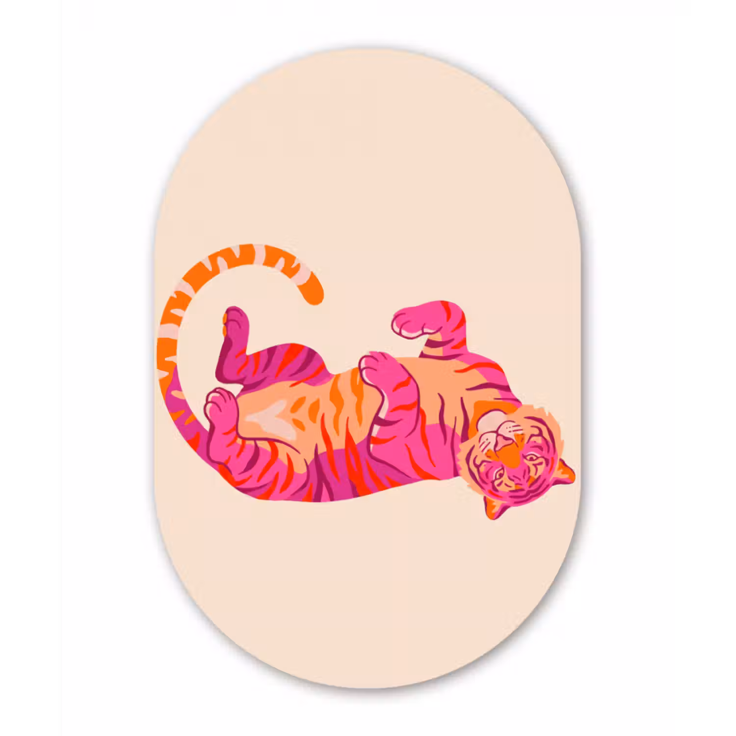 Alu-Dibond-Bild Oval - Tiger - Rosa - Orange