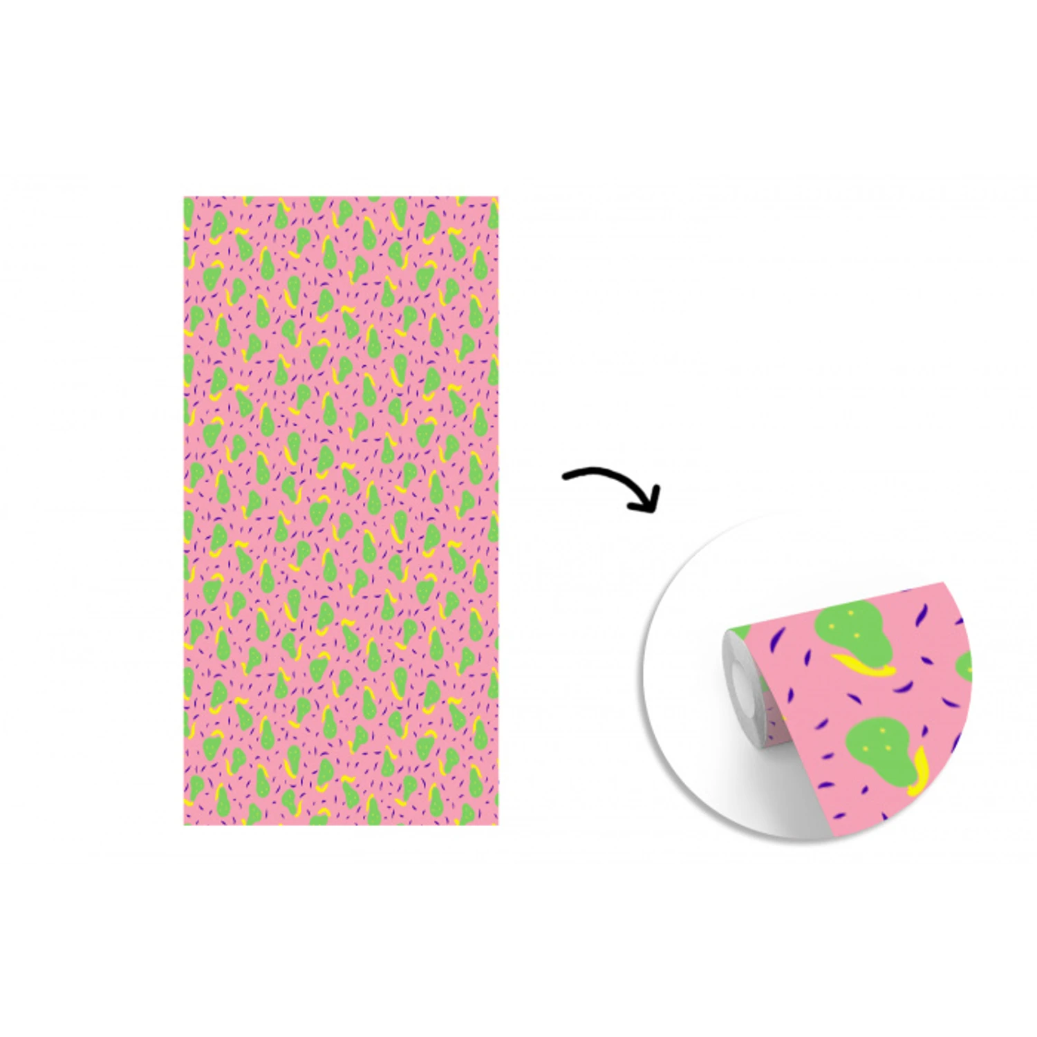 Roze - Streepjes - Groen - Peer fotobehang vinyl groot 64 -3d