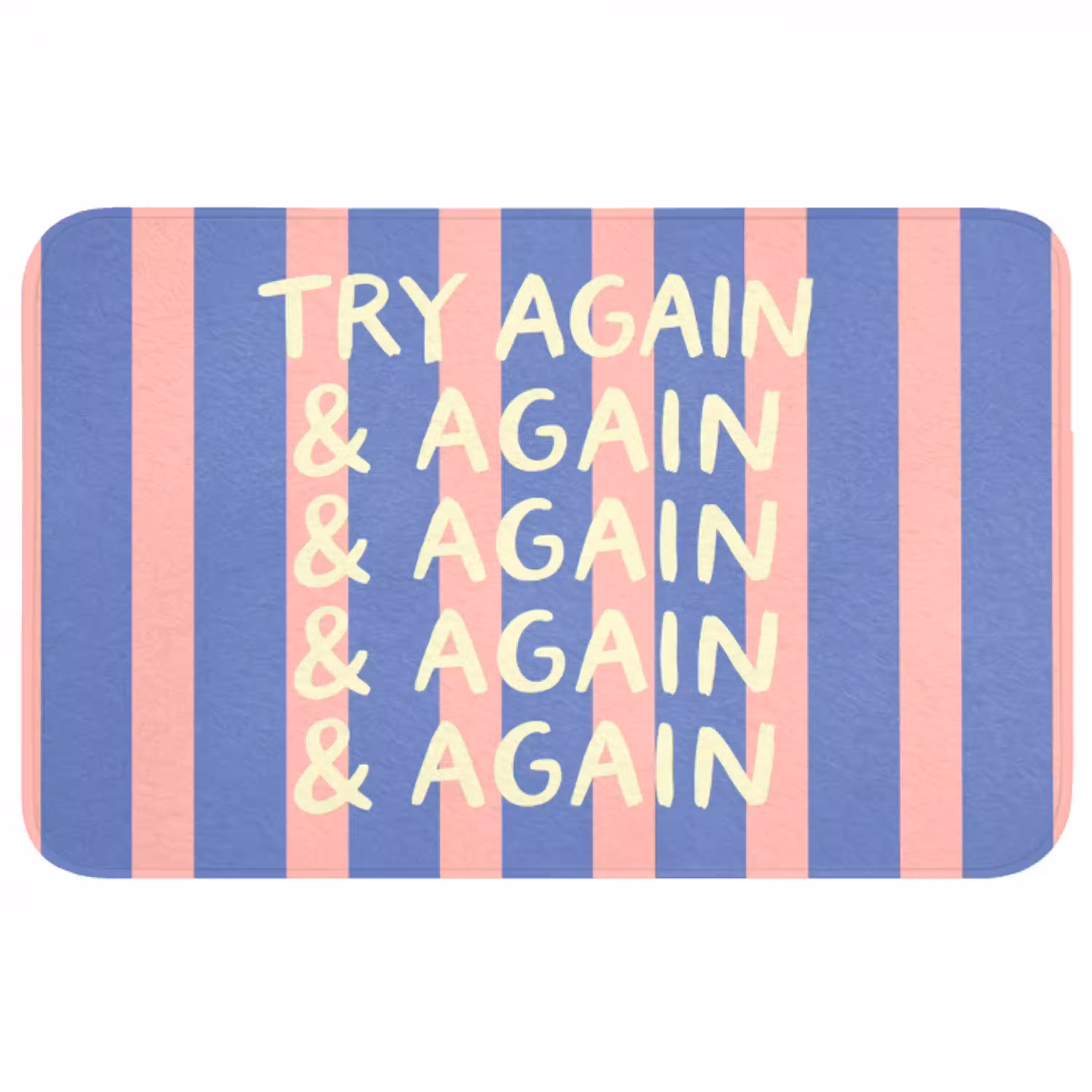 Try again - Strepen - Roze - Verticaal - Blauw Badmat middel -3d