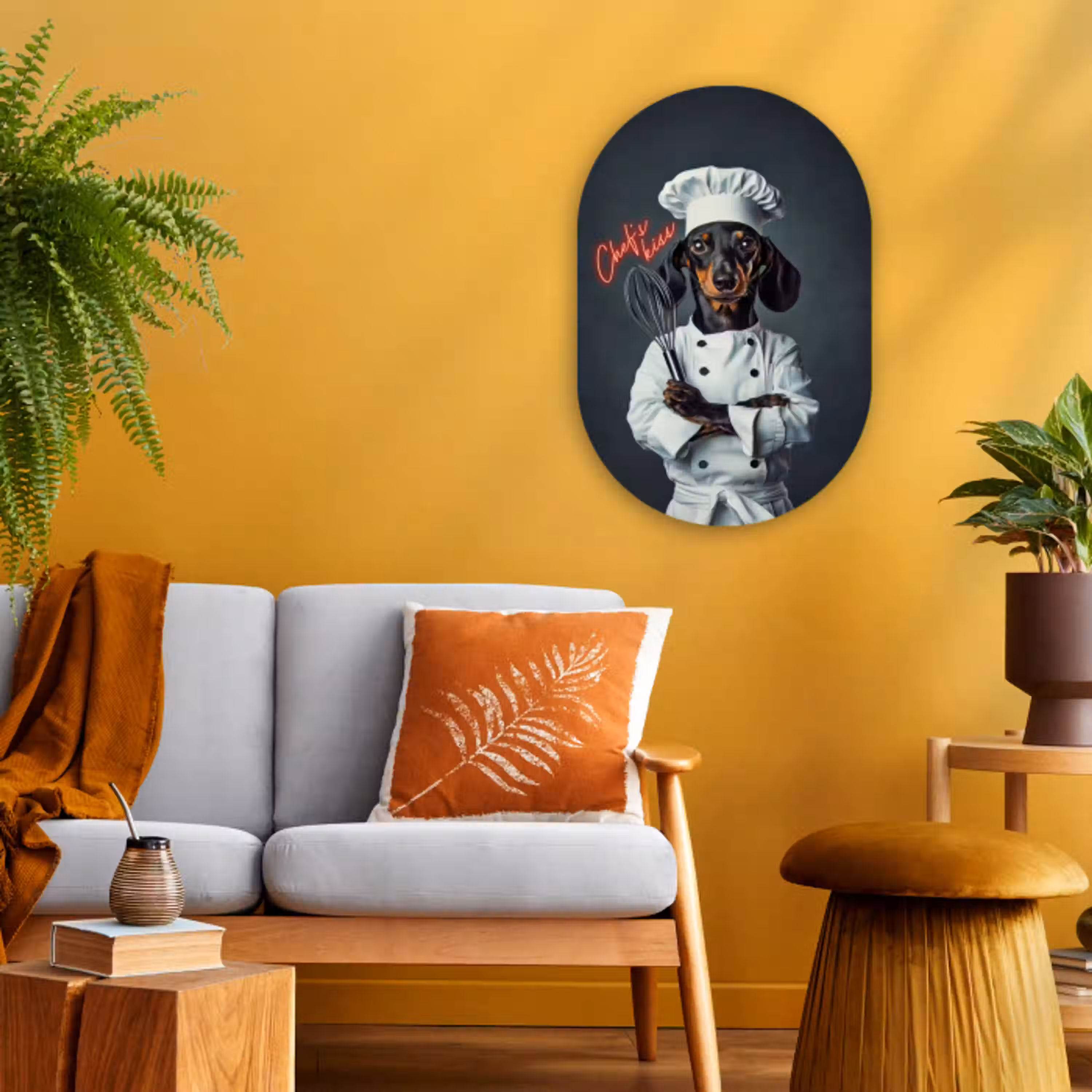 Quote - Neon - Hond - Kokskleding Wandcirkel Ovaal Forex klein -sfeer4