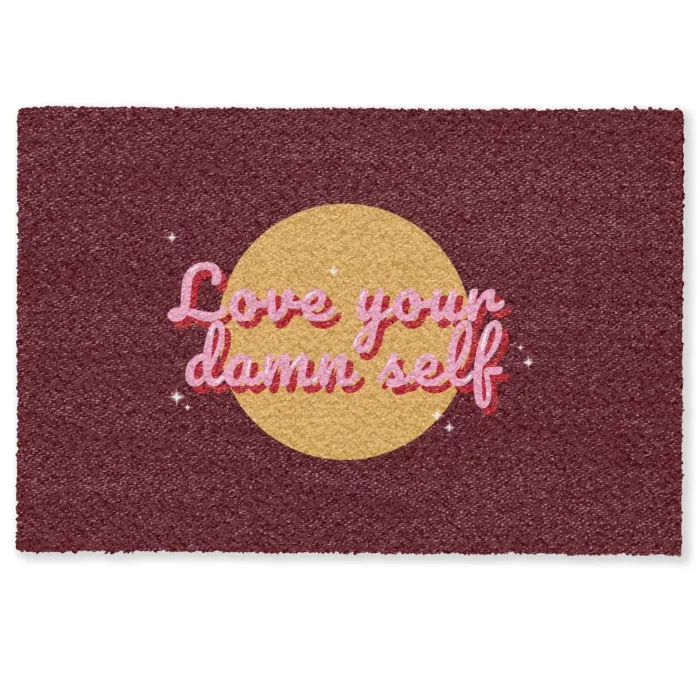 love your damn self - Cirkel - Glitter - Rood Deurmat klein -zkaufland3d