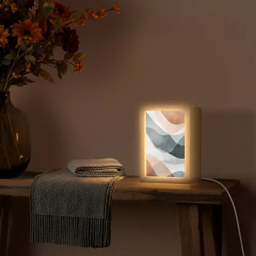 Abstract - Golven - Blauw Light Box met kabel (Tafellamp) klein -sfeer4