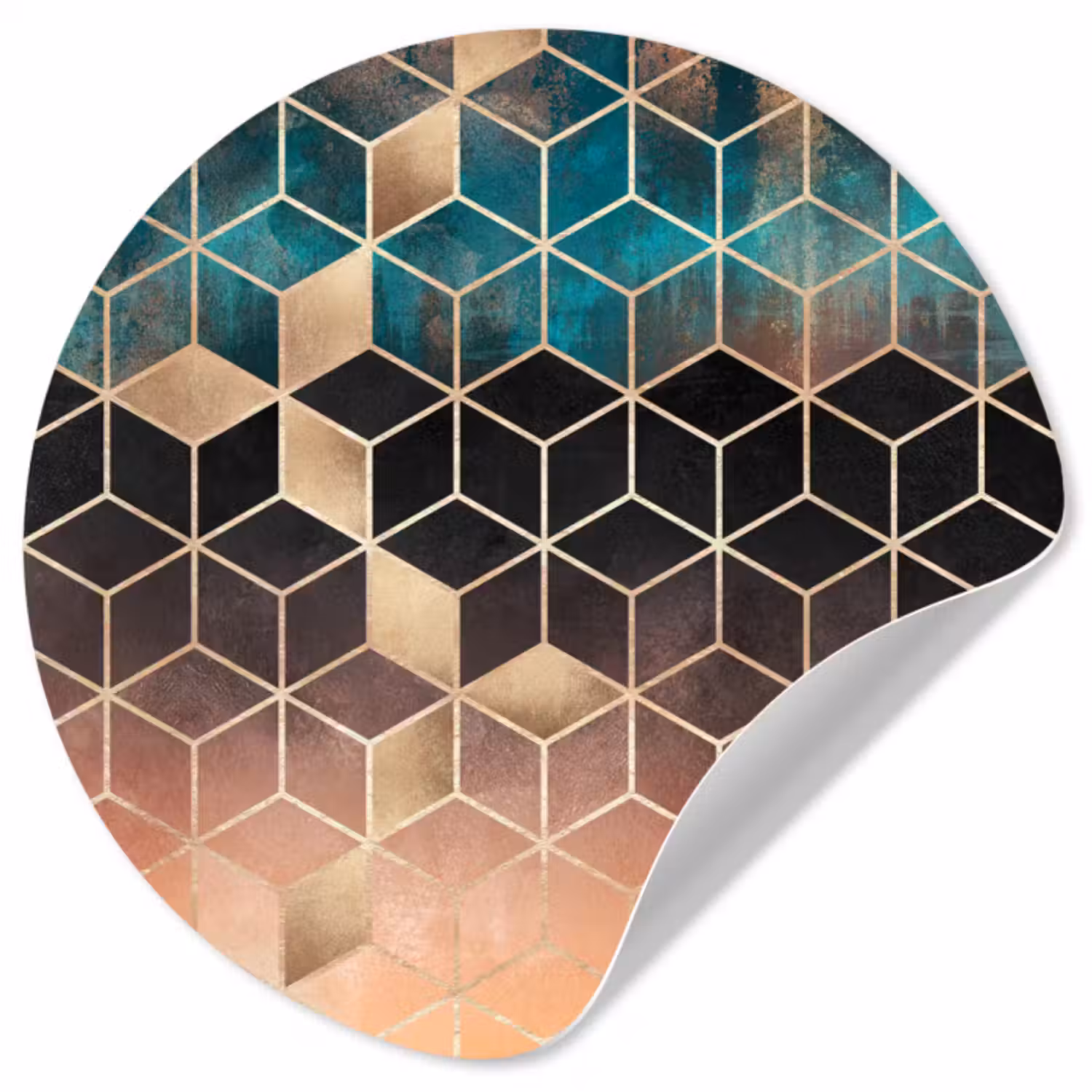 Behangcirkel - Abstract - Kubus - Goud - Patronen - Luxe