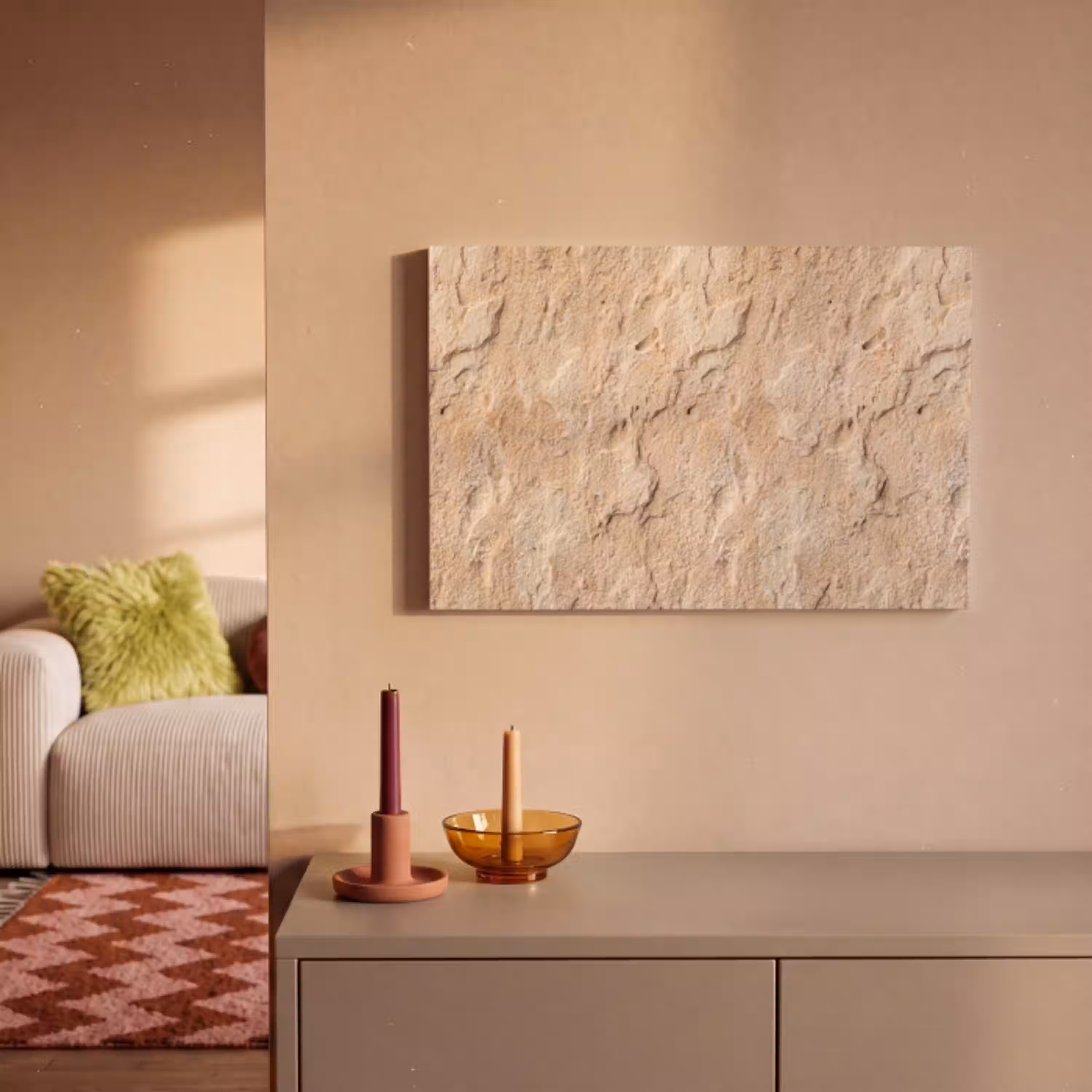 Textuur - Steen - Natuur - Beige canvas 2cm klein -sfeer1