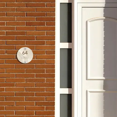 Vierkant - Beige - Marmer - Modern Naambord Rond klein -sfeer3-rond-XS
