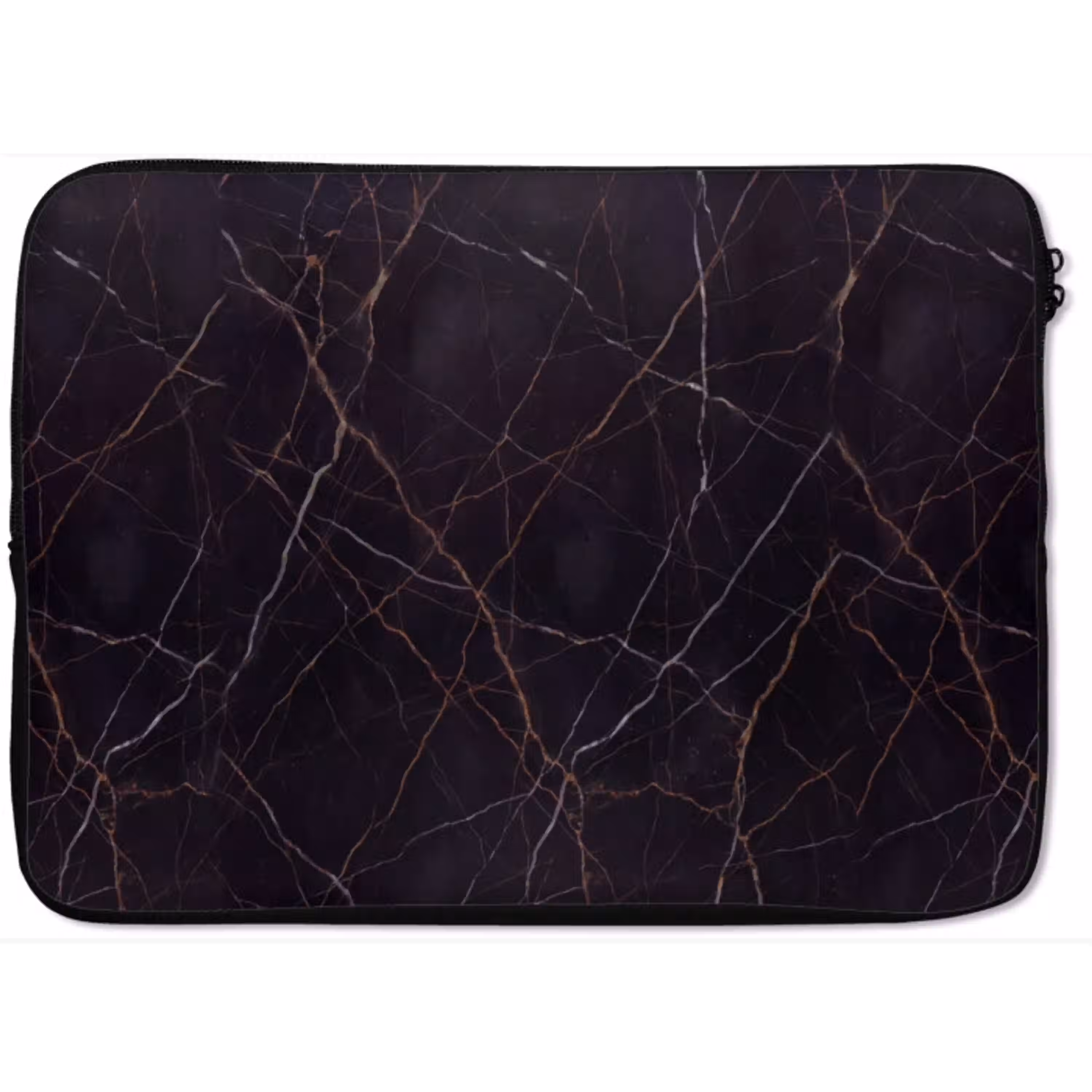 Natuursteen - Marmerpatroon - Abstract - Modern - Zwart - Goud laptophoes neopreen klein -zkaufland3dotto