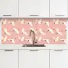 Modern - Kraanvogels - Roze keuken achterwand 2 middel 871 -3d