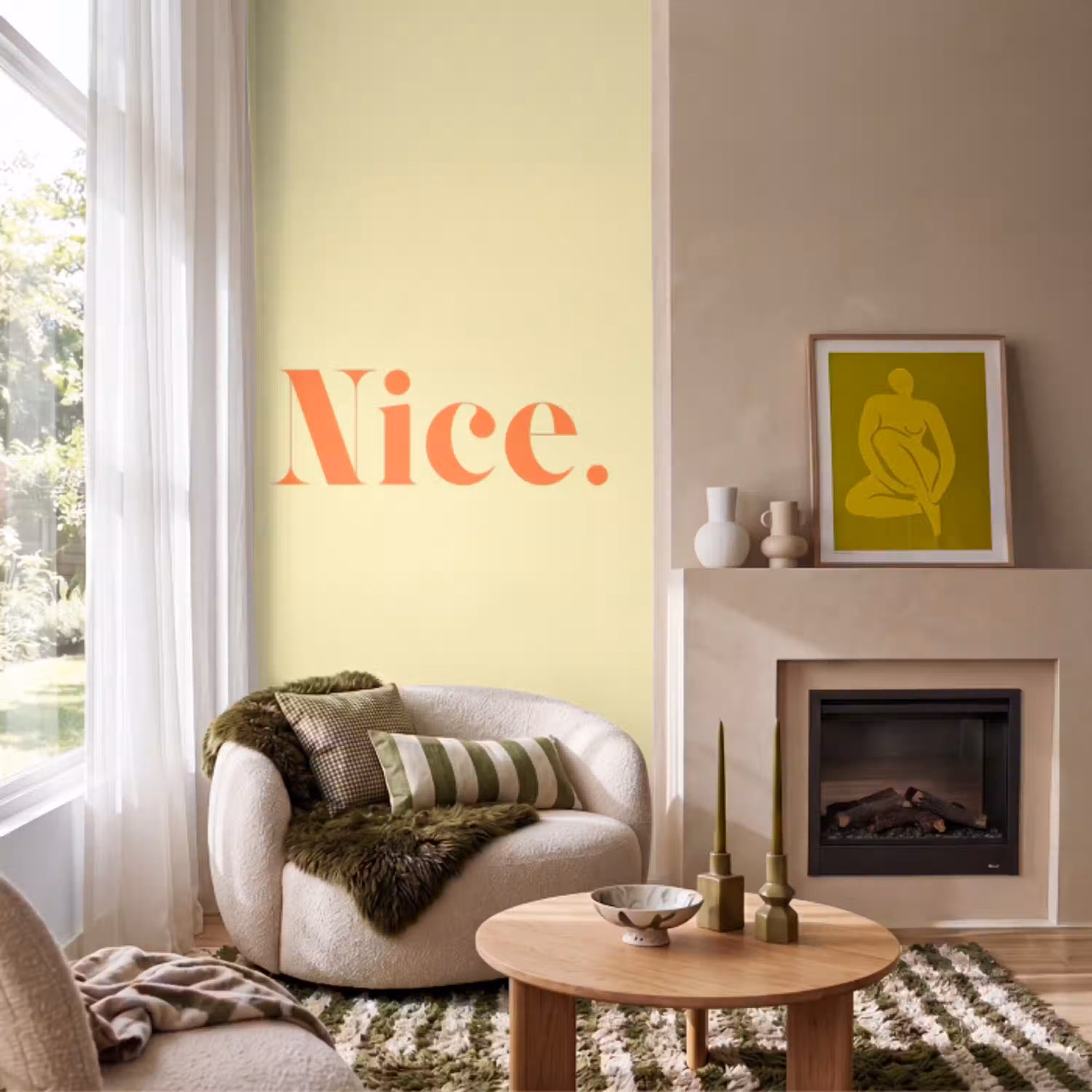Nice - Oranje - Geel - Minimalistisch Behang Vlies klein -sfeer2