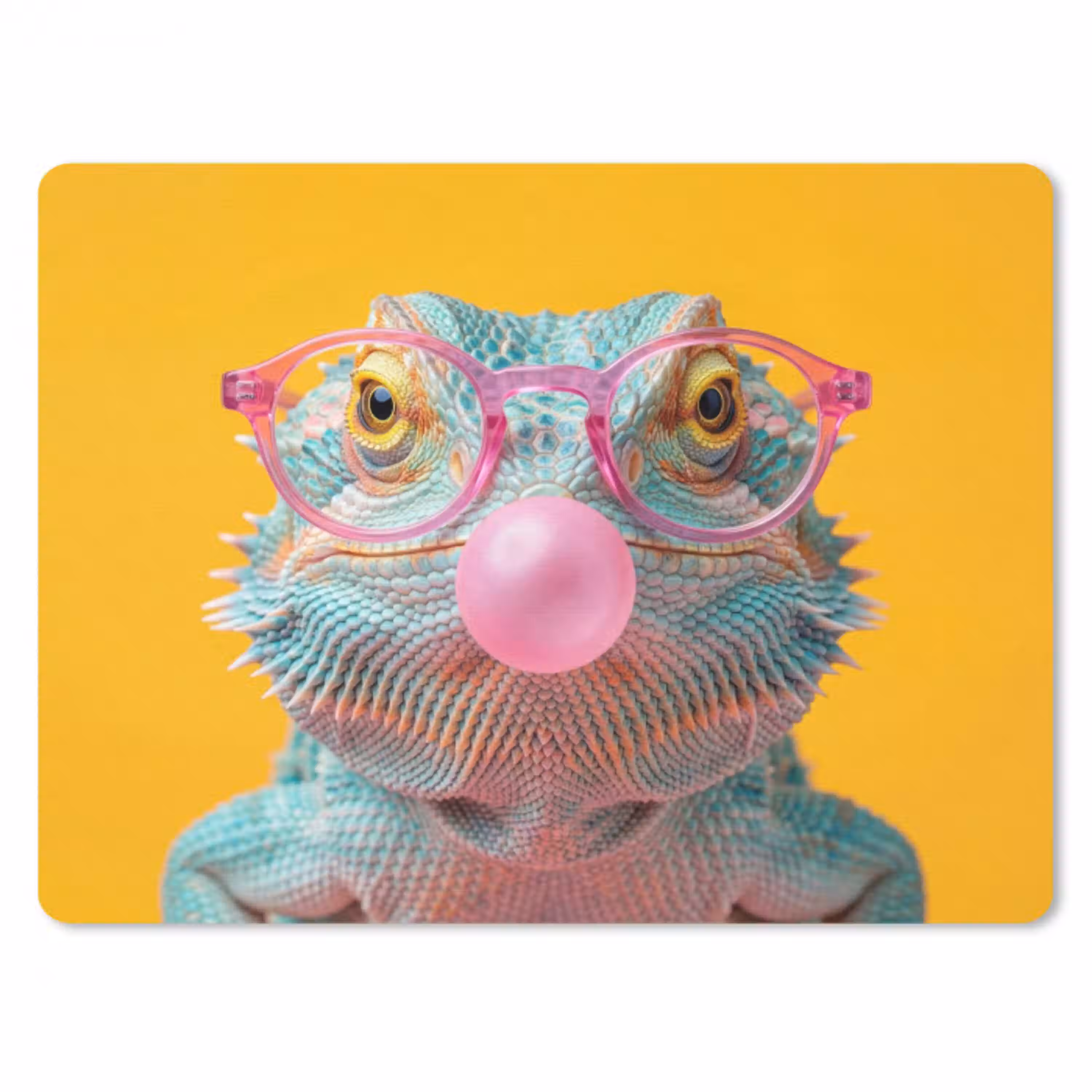 Kameleon - Kauwgom - Kleurrijk muismat rubber klein -3d