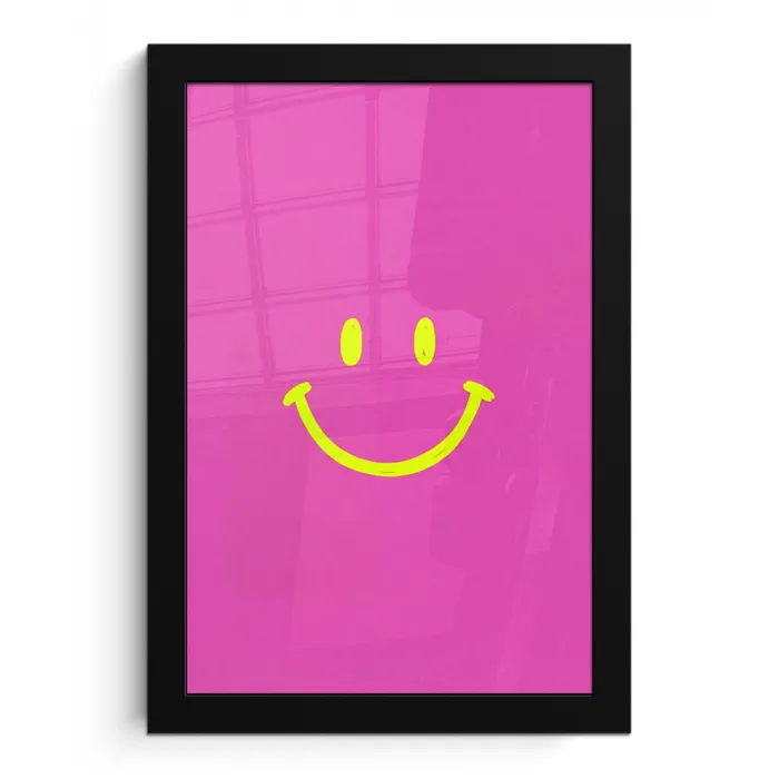 Smiley - Vrolijk - Roze fotolijst zwart zonder passe partout klein -3d
