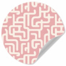 Doolhofpatroon - Roze - Wit - Abstract Wandcirkel behangsticker klein 186 -3d