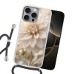 Bloem - Dahlia - Wit Hoesje iPhone 16 Pro Max met koord klein -sfeer1