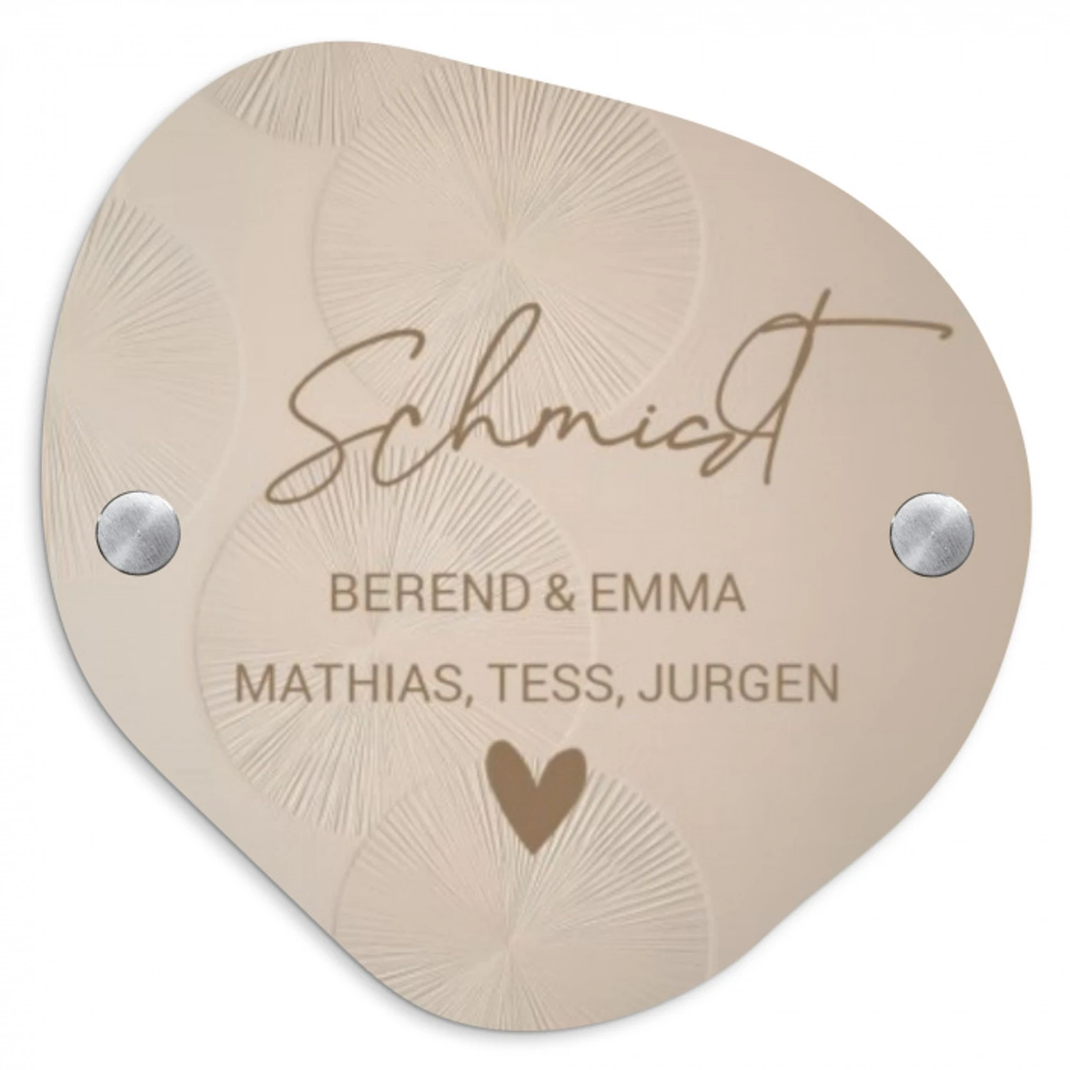 Beige reliëf lijnen - Sierlijk Naambord Organisch middel -3d