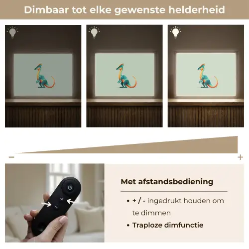 Staart - Dino - Minimalistisch - Blauw Light Box met batterij (Wandlamp kind) middel -USP_dimbaarNL