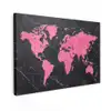Wereldkaart - Roze - Marmer canvas 2cm klein -z3d