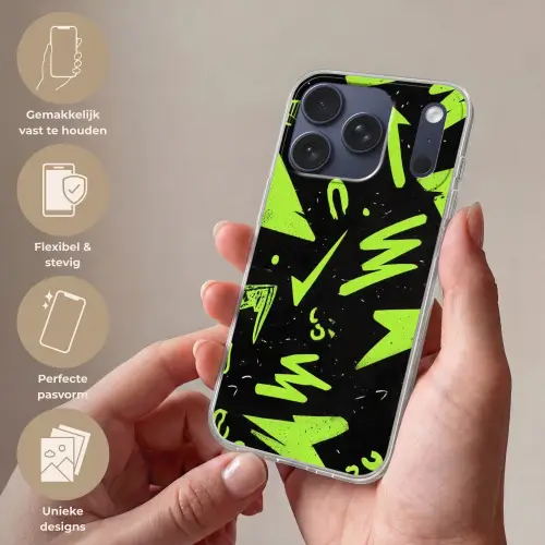 Gaming - Vormen - Pijlen - Abstract - Zwart Telefoonhoesje iPhone 17 Pro klein -sfeer3_NL