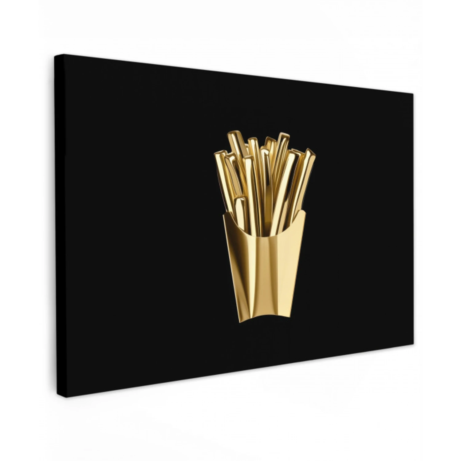 Friet - Goud - Chrome - Eten canvas 2cm klein -z3d