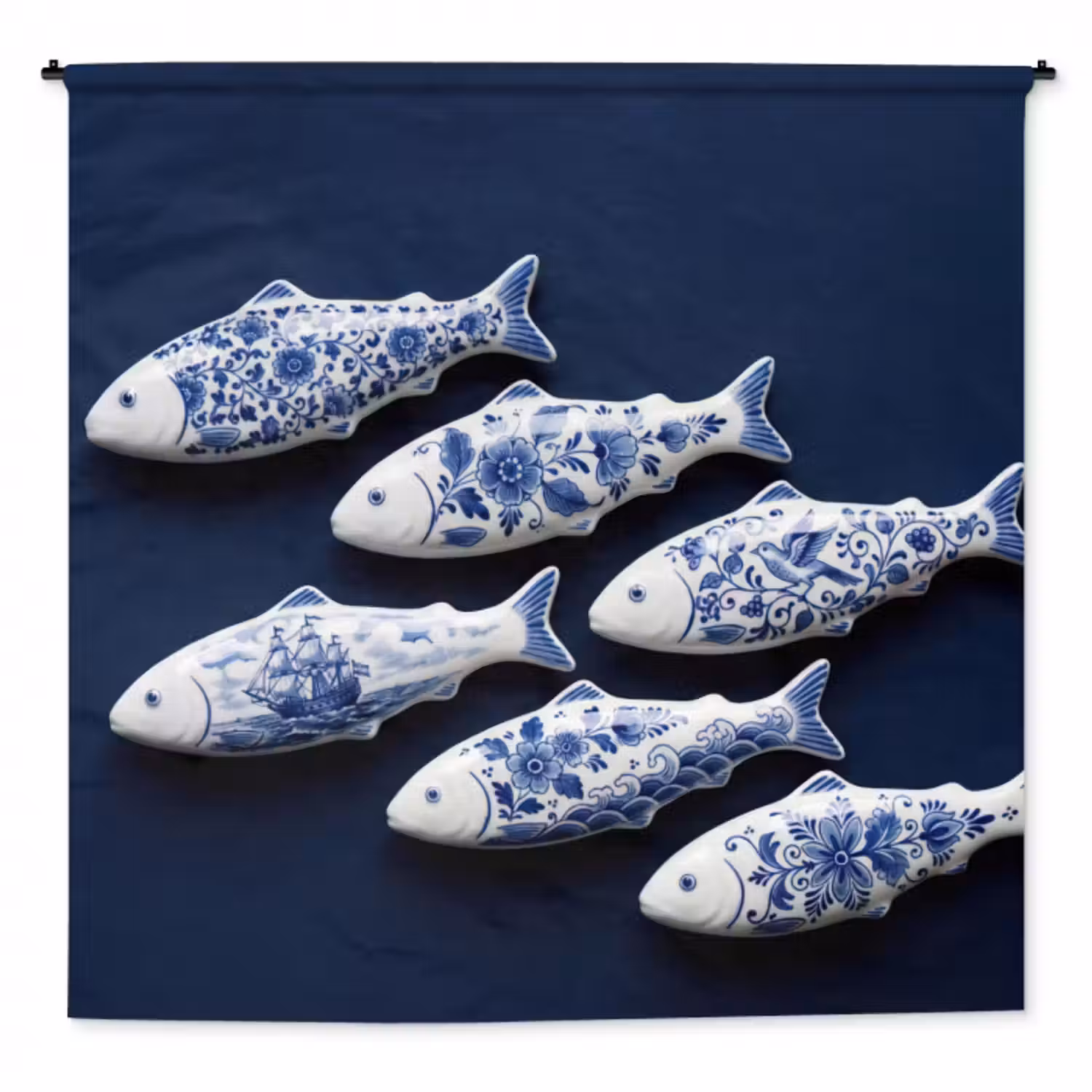 Wandteppich - Fisch - Delfter Porzellan - Keramiken