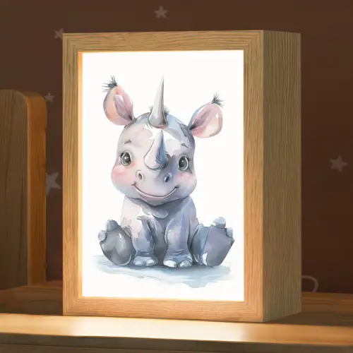 Neushoorn - Baby dier - Dieren Light Box met kabel klein -zzz_3d_website